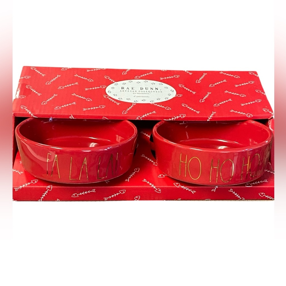 Rae Dunn Cat/Small Dog Christmas Bowls